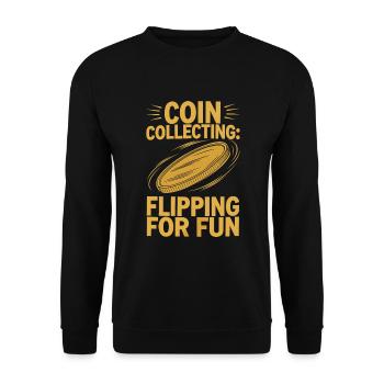 Coin Collector Coin Collection Numismatic History - Unisex Pullover - Schwarz - Vorne - Alina (178cm) & Michal (187cm)