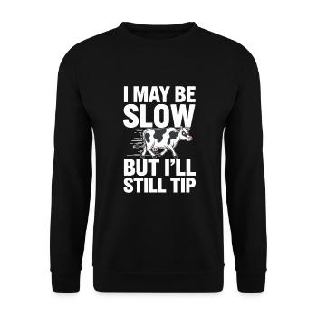 Funny Cow Tipping Joke for Farm Enthusiasts and - Unisex Sweatshirt - black - Front - Alina (178cm) & Michal (187cm)