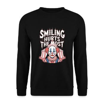 Melancholic Sad Clown Emotional Art Exploring - Unisex Pullover - Schwarz - Vorne - Alina (178cm) & Michal (187cm)