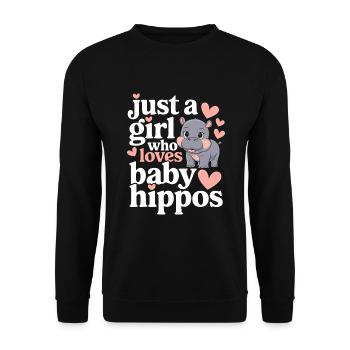 Adorable bébé hippopotame oeuvre pour les amateurs d’hippopotames - Sweat-shirt Unisexe - noir - Devant - Alina (178cm) & Michal (187cm)