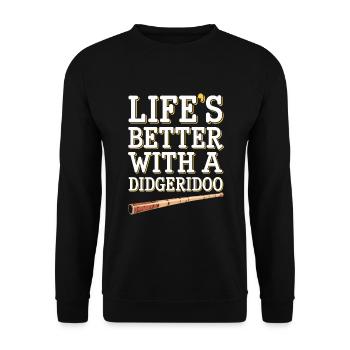 Didgeridoo Player Embracing Aboriginal Instrument - Unisex Pullover - Schwarz - Vorne - Alina (178cm) & Michal (187cm)