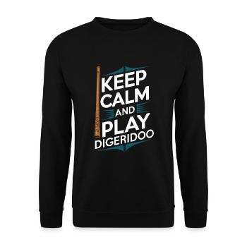 Didgeridoo Player Embracing Aboriginal Instrument - Unisex Sweatshirt - black - Front - Alina (178cm) & Michal (187cm)