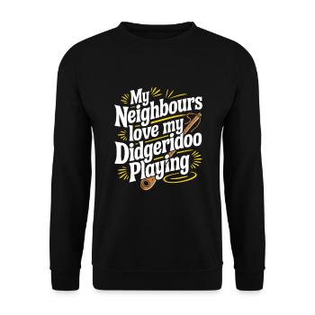 Didgeridoo Player Embracing Aboriginal Instrument - Unisex Pullover - Schwarz - Vorne - Alina (178cm) & Michal (187cm)
