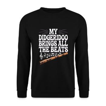 Didgeridoo Player Embracing Aboriginal Instrument - Unisex Sweatshirt - black - Front - Alina (178cm) & Michal (187cm)