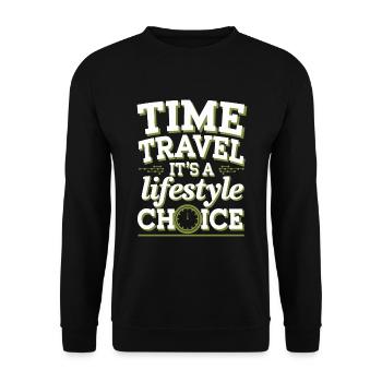 Time travel sci-fi enthusiast and time machine - Unisex Sweatshirt - black - Front - Alina (178cm) & Michal (187cm)