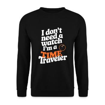 Time travel sci-fi enthusiast and time machine - Unisex Sweatshirt - black - Front - Alina (178cm) & Michal (187cm)