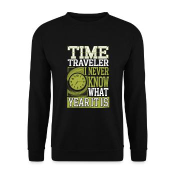 Time travel sci-fi enthusiast and time machine - Unisex Sweatshirt - black - Front - Alina (178cm) & Michal (187cm)
