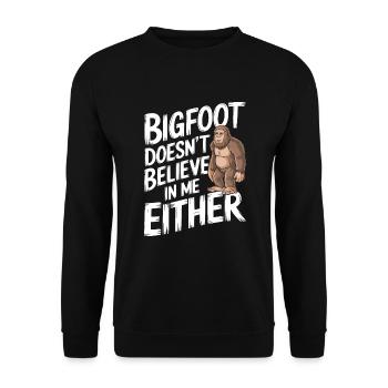 Bigfoot Believer Sasquatch Cryptid Forest Creature - Unisex Sweatshirt - black - Front - Alina (178cm) & Michal (187cm)