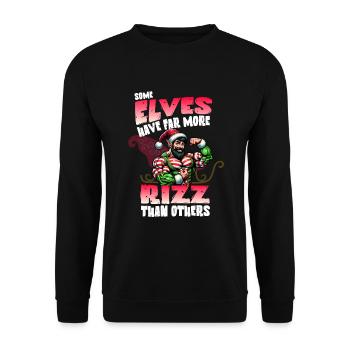 Christmas elves with more Rizz culture - Unisex Sweatshirt - black - Front - Alina (178cm) & Michal (187cm)