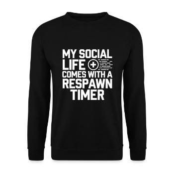 Introverted Gamer Declarer Calm - Unisex Sweatshirt - black - Front - Alina (178cm) & Michal (187cm)