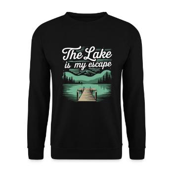 Wildes Schwimmen Im Freien Abenteuer Und Offenes - Unisex Pullover - Schwarz - Vorne - Alina (178cm) & Michal (187cm)