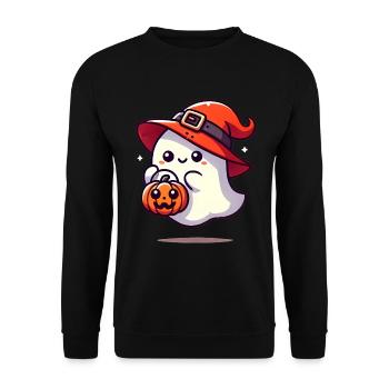 Adorable fantôme avec chapeau de sorcière - Sweat-shirt Unisexe - noir - Devant - Alina (178cm) & Michal (187cm)