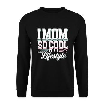 „cool Mom“, Lustige, Zuordenbare Elternschaft Und - Unisex Pullover - Schwarz - Vorne - Alina (178cm) & Michal (187cm)