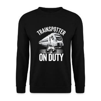 Railfan Passionné de train Amoureux des locomotives - Sweat-shirt Unisexe - noir - Devant - Alina (178cm) & Michal (187cm)
