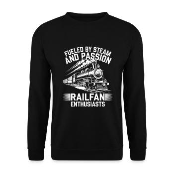 Railfan Passionné de train Amoureux des locomotives - Sweat-shirt Unisexe - noir - Devant - Alina (178cm) & Michal (187cm)