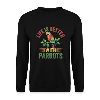 Papageienbesitzer Papageienleben Und Exotischer - Unisex Pullover - Schwarz - Vorne - Alina (178cm) & Michal (187cm)