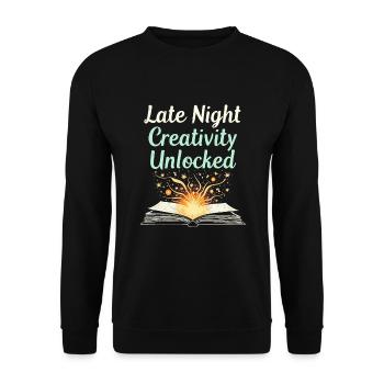 Funktioneller Sarkasmus-morgen Für Nachteulen - Unisex Pullover - Schwarz - Vorne - Alina (178cm) & Michal (187cm)