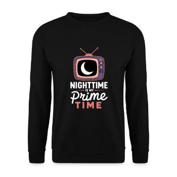 Funktioneller Sarkasmus-morgen Für Nachteulen - Unisex Pullover - Schwarz - Vorne - Alina (178cm) & Michal (187cm)