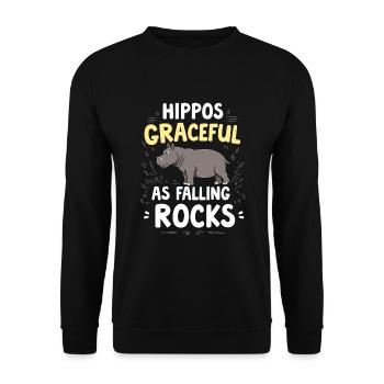 Humour hippopotame, citations sarcastiques, drôle - Sweat-shirt Unisexe - noir - Devant - Alina (178cm) & Michal (187cm)