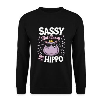 Humour hippopotame, citations sarcastiques, drôle - Sweat-shirt Unisexe - noir - Devant - Alina (178cm) & Michal (187cm)