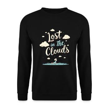 Cloud View, Relaxing Sky, Dreamy - Unisex Sweatshirt - black - Front - Alina (178cm) & Michal (187cm)