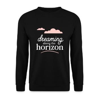 Wolkenblick, Entspannender Himmel, Verträumte - Unisex Pullover - Schwarz - Vorne - Alina (178cm) & Michal (187cm)
