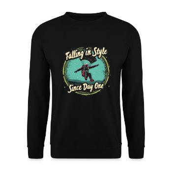 Skydiving Beginners Adventure Nerves - Unisex Sweatshirt - black - Front - Alina (178cm) & Michal (187cm)