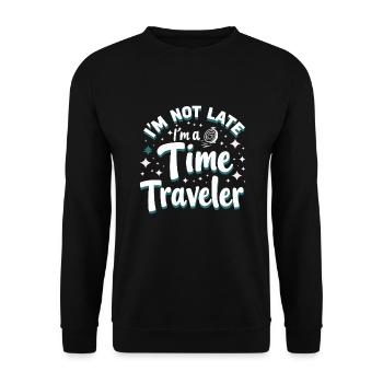 Passionné de voyage dans le temps qui s’intéresse à - Sweat-shirt Unisexe - noir - Devant - Alina (178cm) & Michal (187cm)