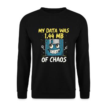 Floppy Disk Retro Tech Nostalgia Old School - Unisex Pullover - Schwarz - Vorne - Alina (178cm) & Michal (187cm)
