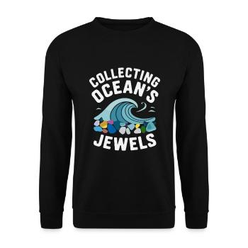 Sea Glass Hunters Collect Marine Treasures - Unisex Sweatshirt - black - Front - Alina (178cm) & Michal (187cm)