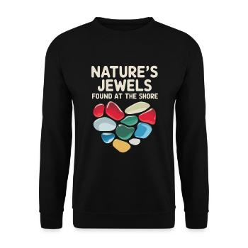 Sea Glass Hunters Collect Marine Treasures - Unisex Sweatshirt - black - Front - Alina (178cm) & Michal (187cm)