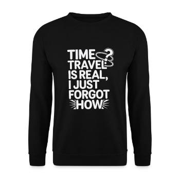 Passionné de voyage dans le temps qui s’intéresse à - Sweat-shirt Unisexe - noir - Devant - Alina (178cm) & Michal (187cm)