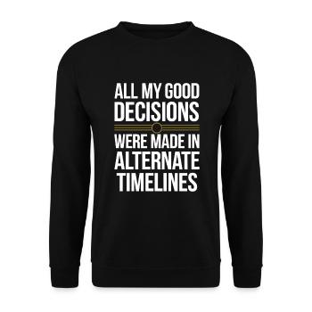 Passionné de voyage dans le temps qui s’intéresse à - Sweat-shirt Unisexe - noir - Devant - Alina (178cm) & Michal (187cm)