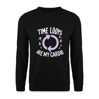 Passionné de voyage dans le temps qui s’intéresse à - Sweat-shirt Unisexe - noir - Devant - Alina (178cm) & Michal (187cm)
