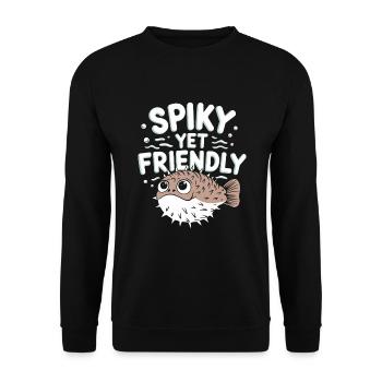 Kugelfisch-meereslebewesen-enthusiasten Quirky - Unisex Pullover - Schwarz - Vorne - Alina (178cm) & Michal (187cm)