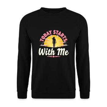Morning Routine, Wellness Habits, More Productive - Unisex Sweatshirt - black - Front - Alina (178cm) & Michal (187cm)