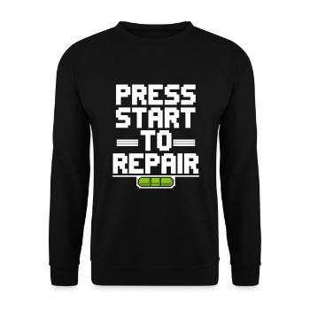 Retro Gaming Repair Vintage Console - Unisex Sweatshirt - black - Front - Alina (178cm) & Michal (187cm)