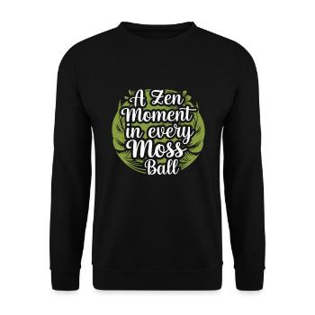 Kokedama Moss Ball Plants Japanese Gardening - Unisex Sweatshirt - black - Front - Alina (178cm) & Michal (187cm)