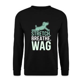 Doga Dog Yoga Haustier Wellness Achtsames Dehnen - Unisex Pullover - Schwarz - Vorne - Alina (178cm) & Michal (187cm)
