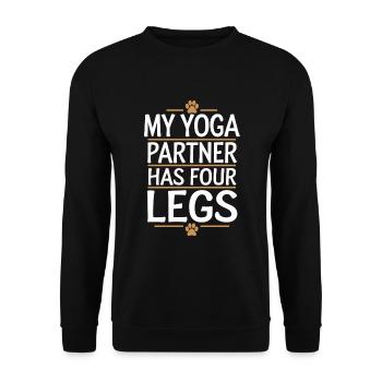 Doga Dog Yoga Haustier Wellness Achtsames Dehnen - Unisex Pullover - Schwarz - Vorne - Alina (178cm) & Michal (187cm)