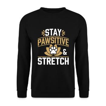 Doga Dog Yoga Haustier Wellness Achtsames Dehnen - Unisex Pullover - Schwarz - Vorne - Alina (178cm) & Michal (187cm)