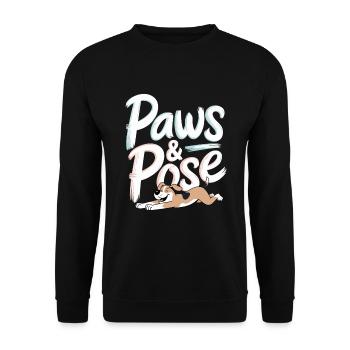 Doga Dog Yoga Haustier Wellness Achtsames Dehnen - Unisex Pullover - Schwarz - Vorne - Alina (178cm) & Michal (187cm)