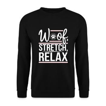 Doga Dog Yoga Haustier Wellness Achtsames Dehnen - Unisex Pullover - Schwarz - Vorne - Alina (178cm) & Michal (187cm)