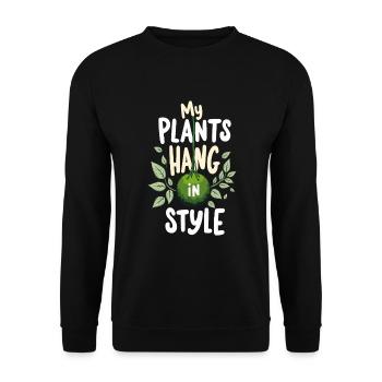 Kokedama Moss Ball Plants Japanese Gardening - Unisex Sweatshirt - black - Front - Alina (178cm) & Michal (187cm)