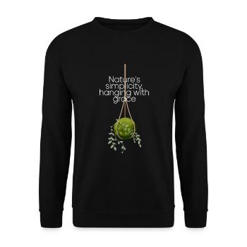 Kokedama Moss Ball Plants Japanese Gardening - Unisex Sweatshirt - black - Front - Alina (178cm) & Michal (187cm)