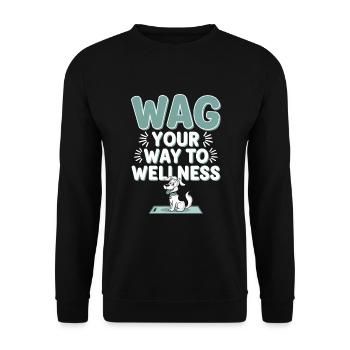 Doga Dog Yoga Haustier Wellness Achtsames Dehnen - Unisex Pullover - Schwarz - Vorne - Alina (178cm) & Michal (187cm)