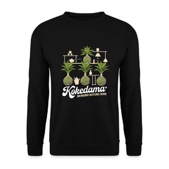 Kokedama Moss Ball Plants Japanese Gardening - Unisex Sweatshirt - black - Front - Alina (178cm) & Michal (187cm)