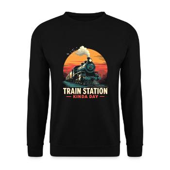 Train Ride -locomotive Adventure - Unisex Sweatshirt - black - Front - Alina (178cm) & Michal (187cm)