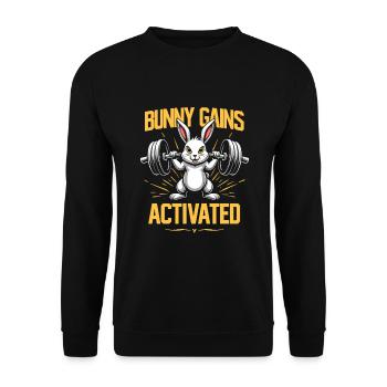 Fitness Bunny Fitness -workout Rabbit Bodybuilding - Unisex Sweatshirt - black - Front - Alina (178cm) & Michal (187cm)