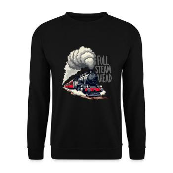 Train Ride -locomotive Adventure - Unisex Sweatshirt - black - Front - Alina (178cm) & Michal (187cm)